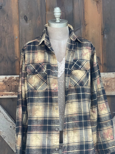 Halloween Series Art Flannel- HAUNTED MANSION Spooky Gold Plaid